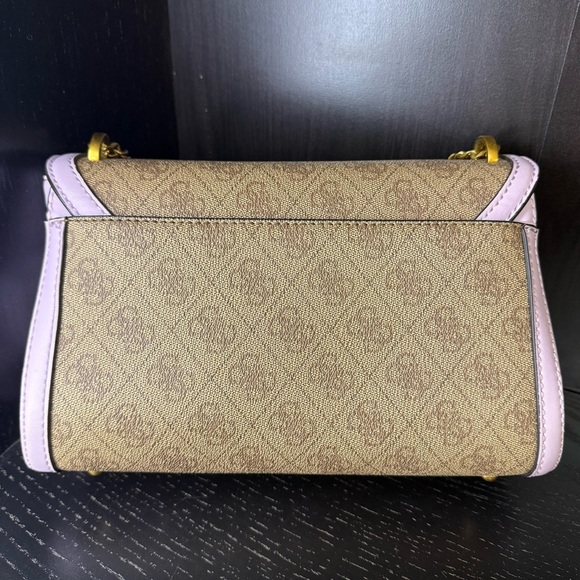 GUESS Katey Flap Shoulder Bag Lilac Rare Quilted Purse Crossbody Lavender Cream - Picture 14 of 15